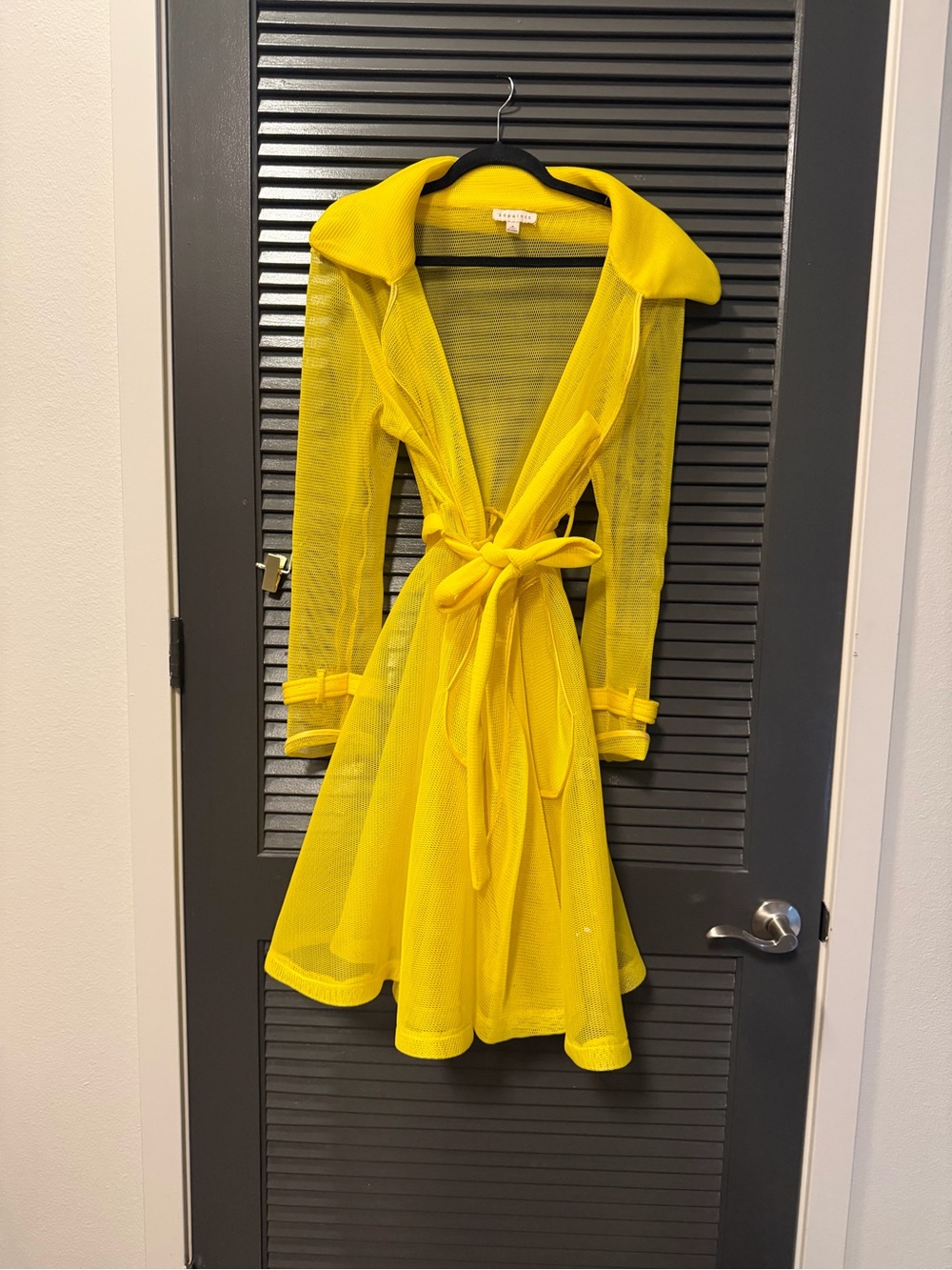 36 Point 5 Yellow Mesh Trench Coat with Tie Belt